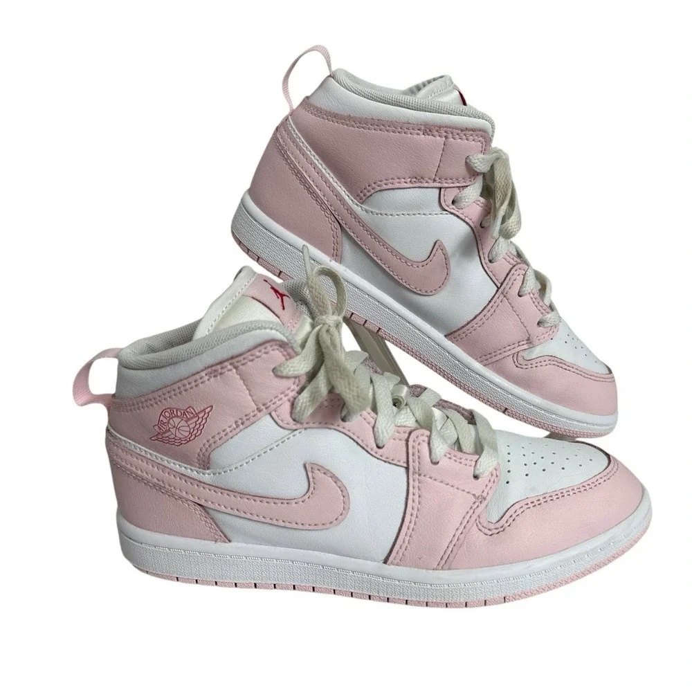 Air Jordan 1 Mid Pink White Size 3Y